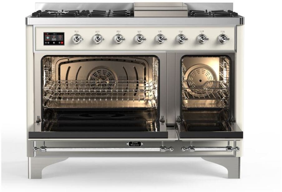 Ilve UM12FDQNS3AWC Natural Gas In Antique White W/ Chrome Trim