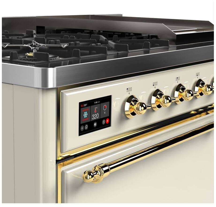 Ilve UM12FDQNS3AWGLP Liquid Propane In Antique White W/ Brass Trim