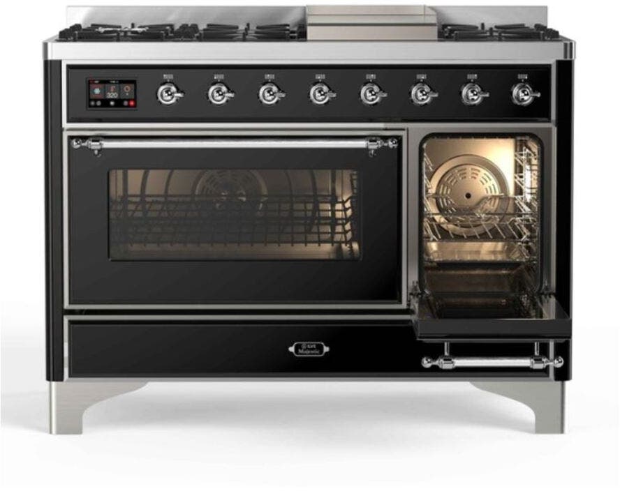 Ilve UM12FDNS3BKC Natural Gas In Glossy Black W/ Chrome Trim