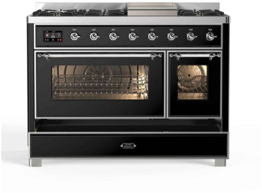 Ilve UM12FDNS3BKC Natural Gas In Glossy Black W/ Chrome Trim