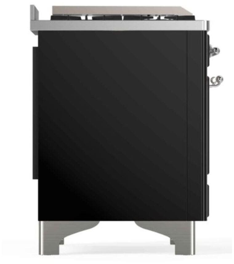 Ilve UM12FDNS3BKC Natural Gas In Glossy Black W/ Chrome Trim