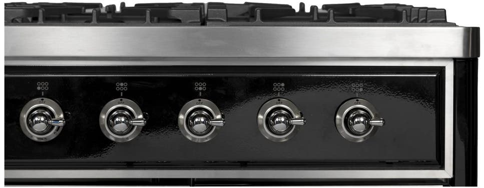 Ilve UM12FDNS3BKC Natural Gas In Glossy Black W/ Chrome Trim