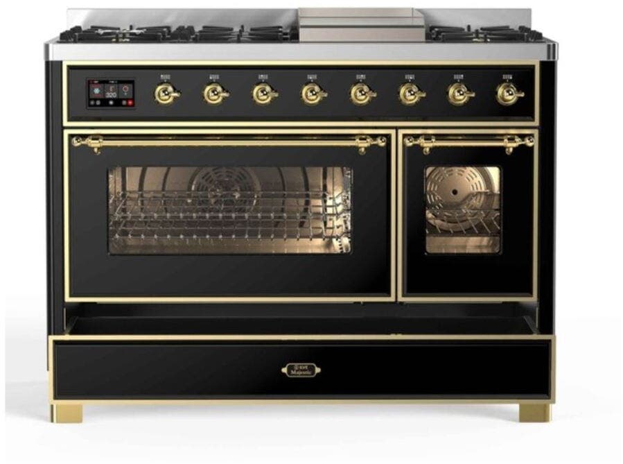 Ilve UM12FDNS3BKGLP Liquid Propane In Glossy Black W/ Brass Trim