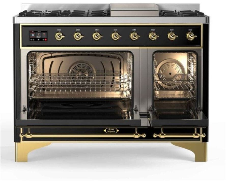 Ilve UM12FDNS3BKG Natural Gas In Glossy Black W/ Brass Trim