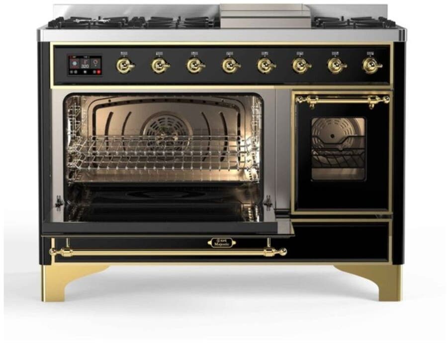 Ilve UM12FDNS3BKG Natural Gas In Glossy Black W/ Brass Trim