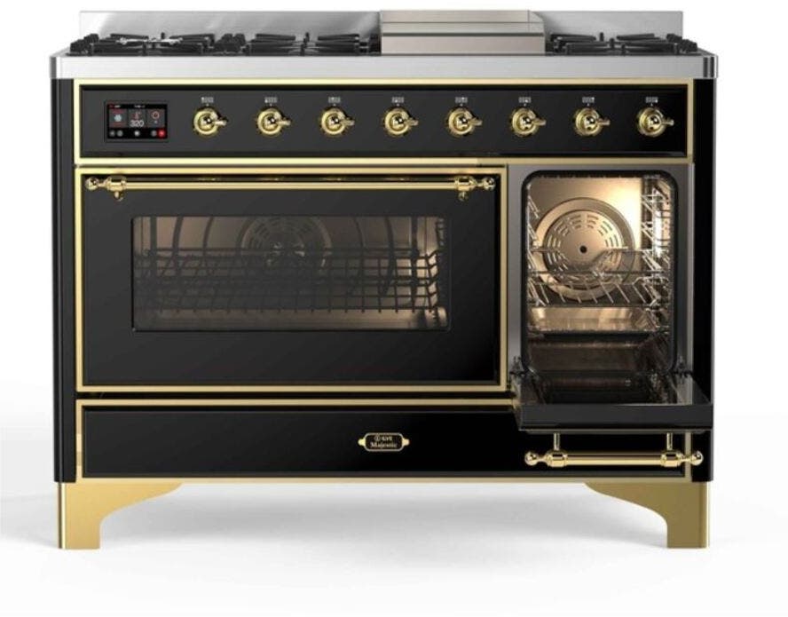 Ilve UM12FDNS3BKG Natural Gas In Glossy Black W/ Brass Trim