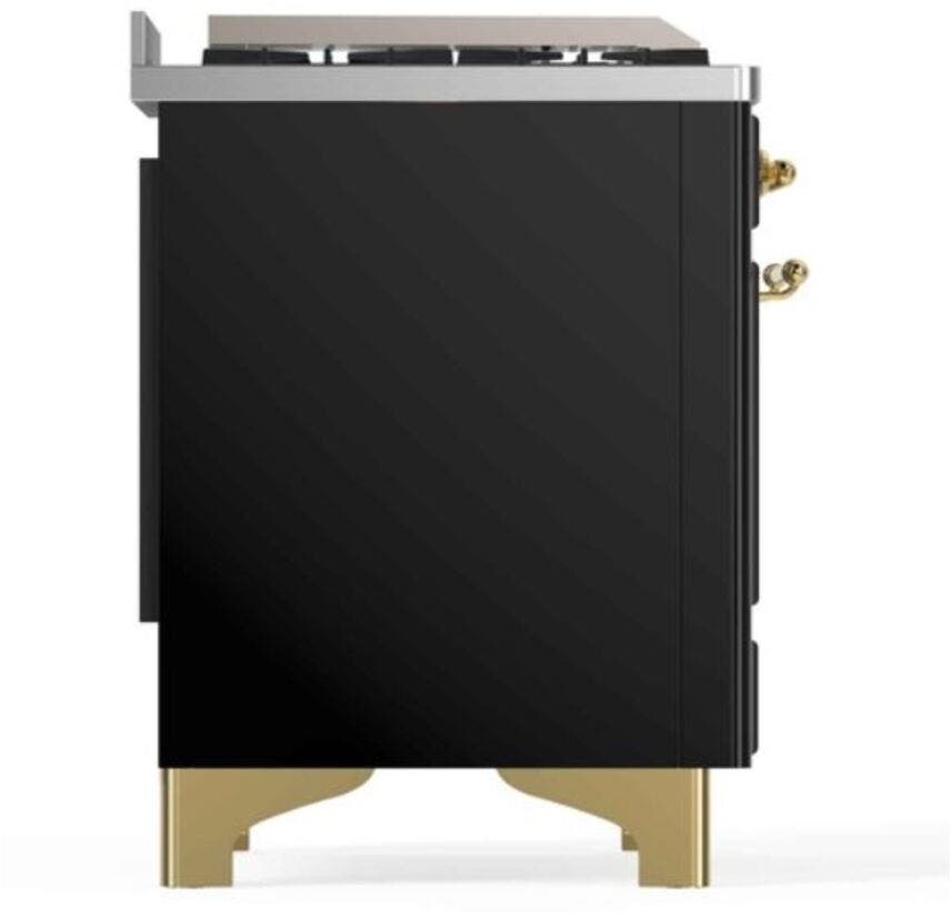 Ilve UM12FDNS3BKG Natural Gas In Glossy Black W/ Brass Trim