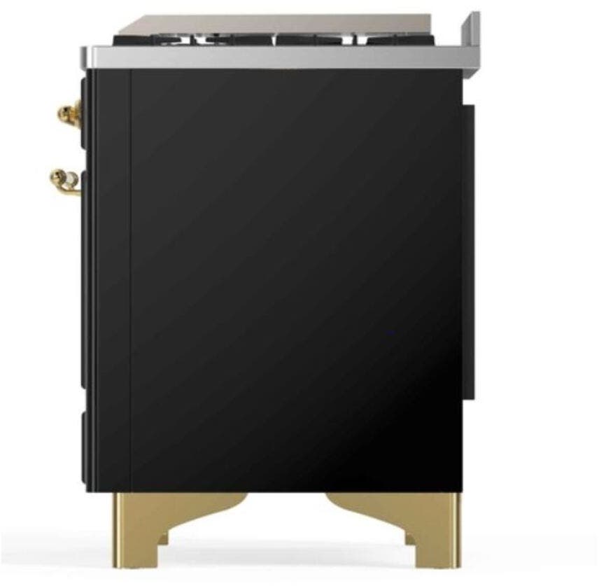 Ilve UM12FDNS3BKG Natural Gas In Glossy Black W/ Brass Trim
