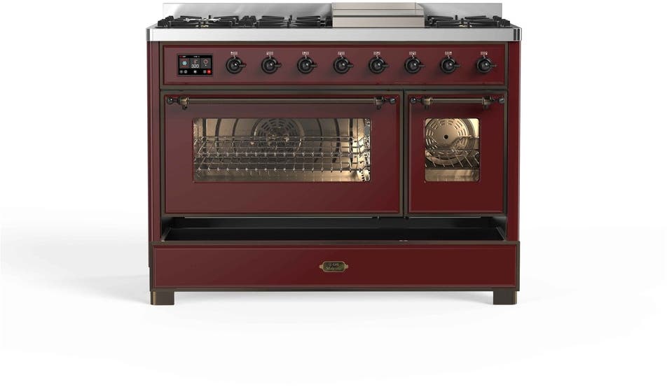 Ilve UM12FDNS3BUBLP Liquid Propane In Burgundy W/ Bronze Trim