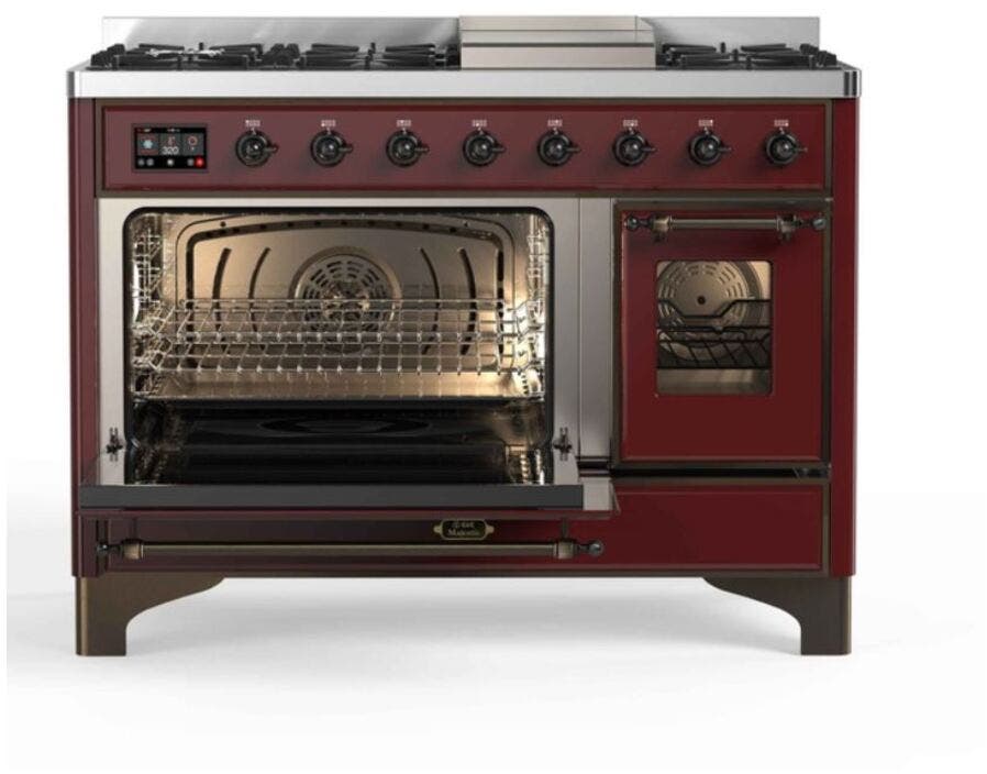 Ilve UM12FDNS3BUB Natural Gas In Burgundy W/ Bronze Trim