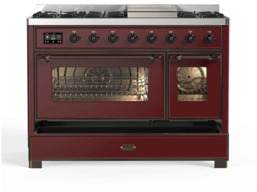 Ilve UM12FDNS3BUB Natural Gas In Burgundy W/ Bronze Trim