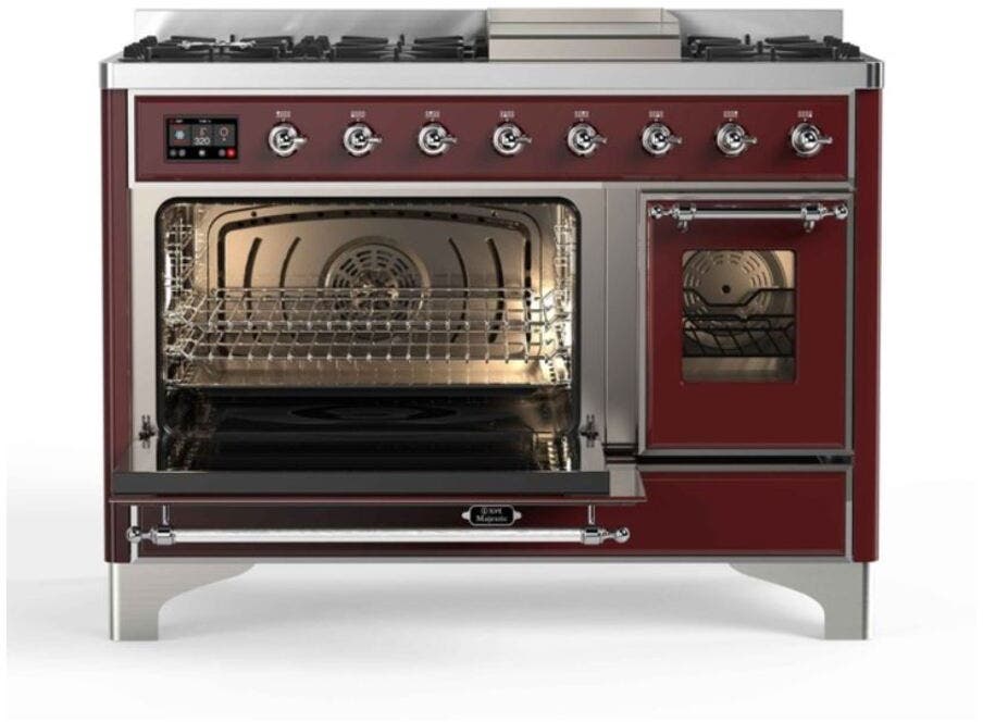 Ilve UM12FDNS3BUCLP Liquid Propane In Burgundy W/ Chrome Trim