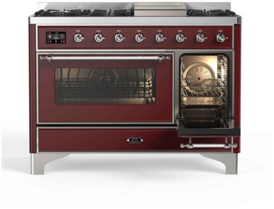 Ilve UM12FDNS3BUCLP Liquid Propane In Burgundy W/ Chrome Trim