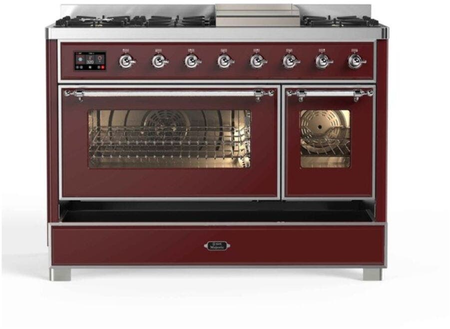 Ilve UM12FDNS3BUCLP Liquid Propane In Burgundy W/ Chrome Trim