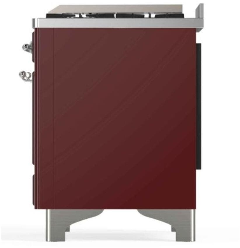 Ilve UM12FDNS3BUCLP Liquid Propane In Burgundy W/ Chrome Trim