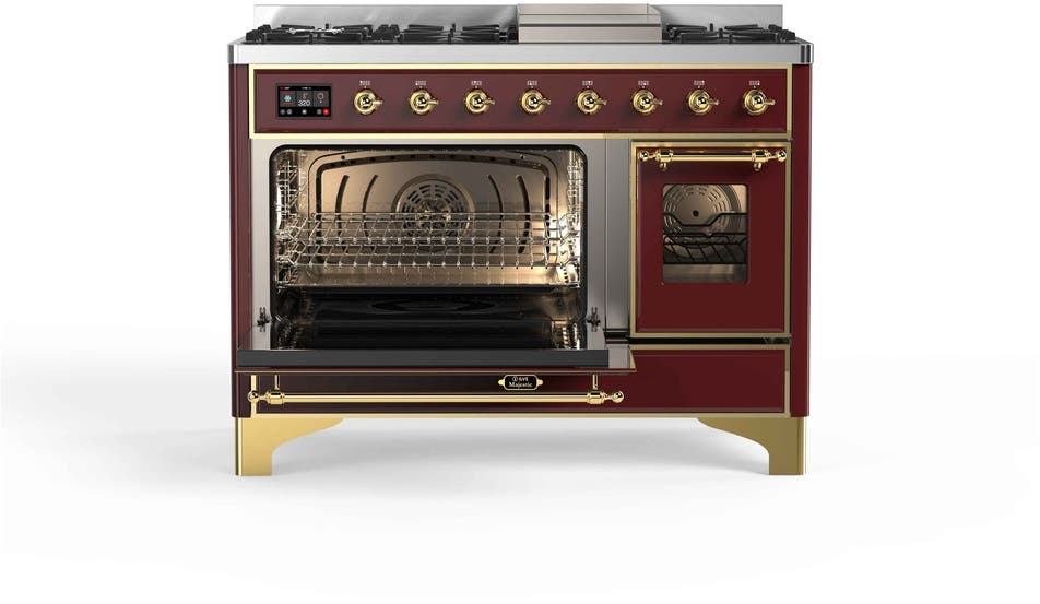 Ilve UM12FDNS3BUGLP Liquid Propane In Burgundy W/ Brass Trim