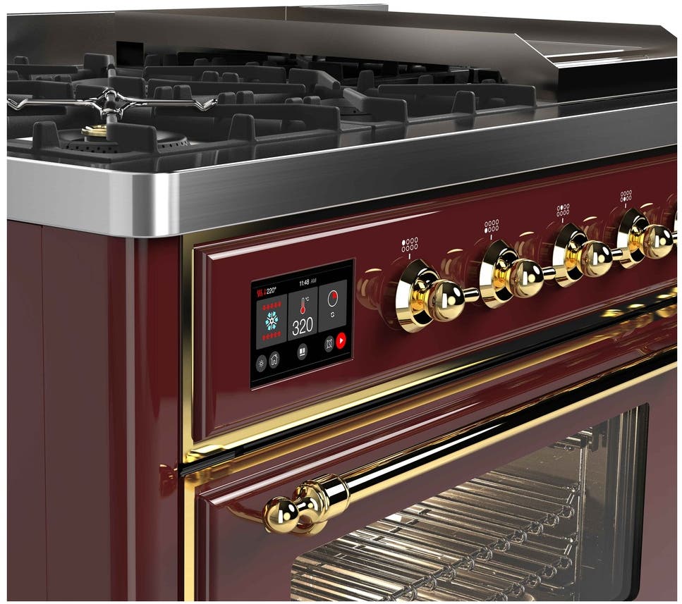 Ilve UM12FDNS3BUGLP Liquid Propane In Burgundy W/ Brass Trim