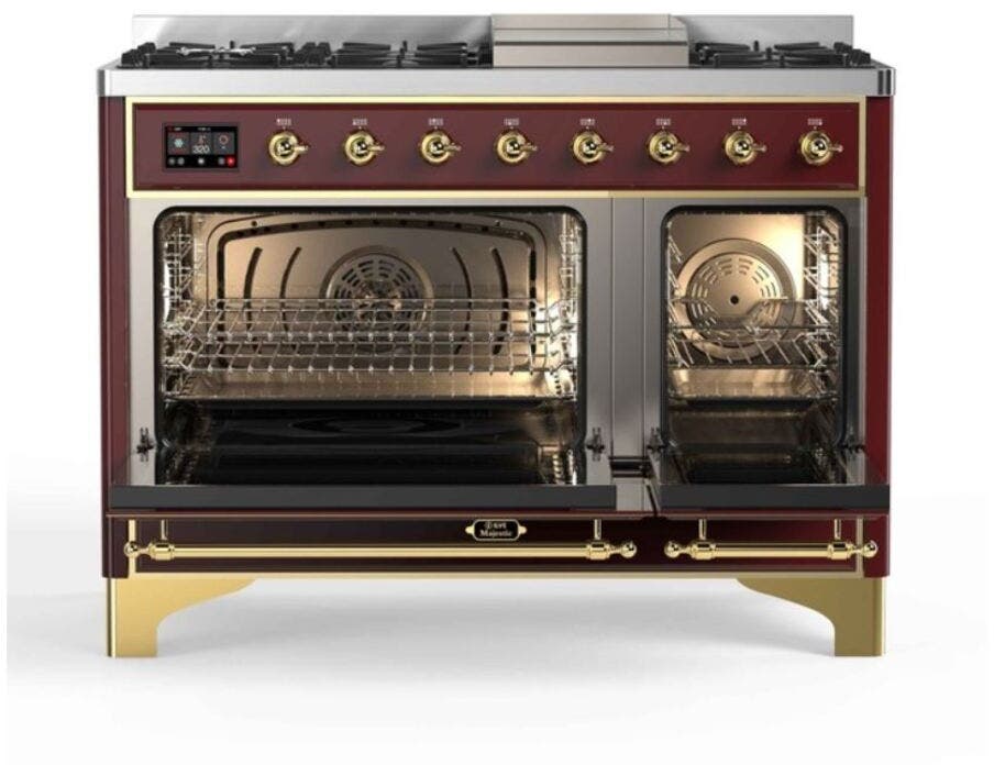 Ilve UM12FDNS3BUG Natural Gas In Burgundy W/ Brass Trim