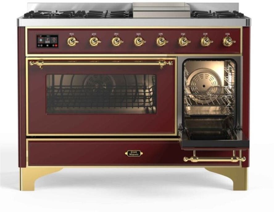 Ilve UM12FDNS3BUG Natural Gas In Burgundy W/ Brass Trim