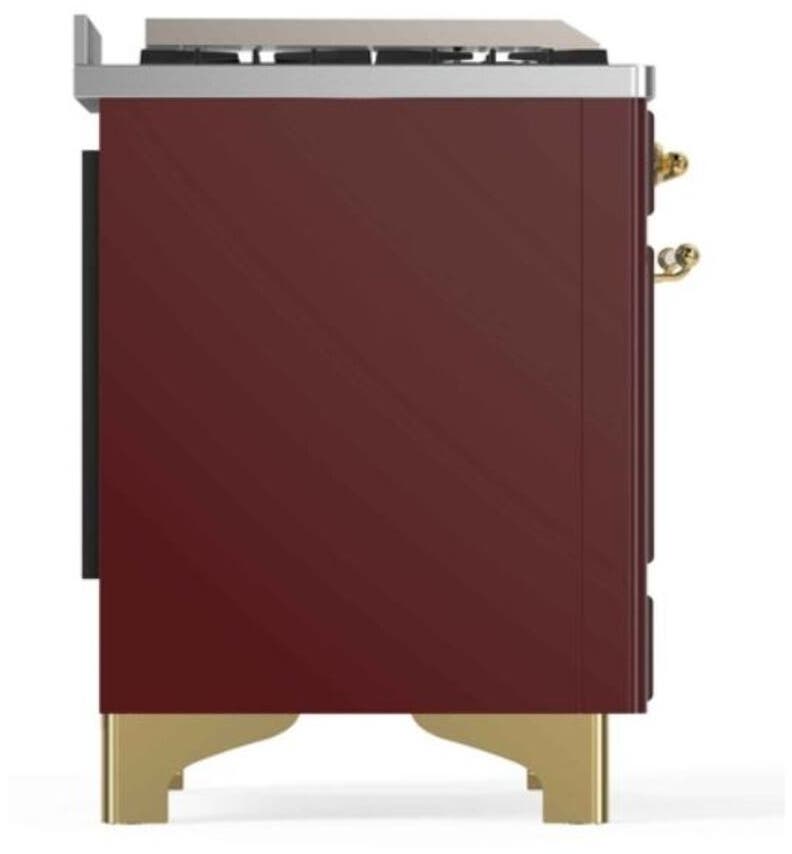 Ilve UM12FDNS3BUG Natural Gas In Burgundy W/ Brass Trim