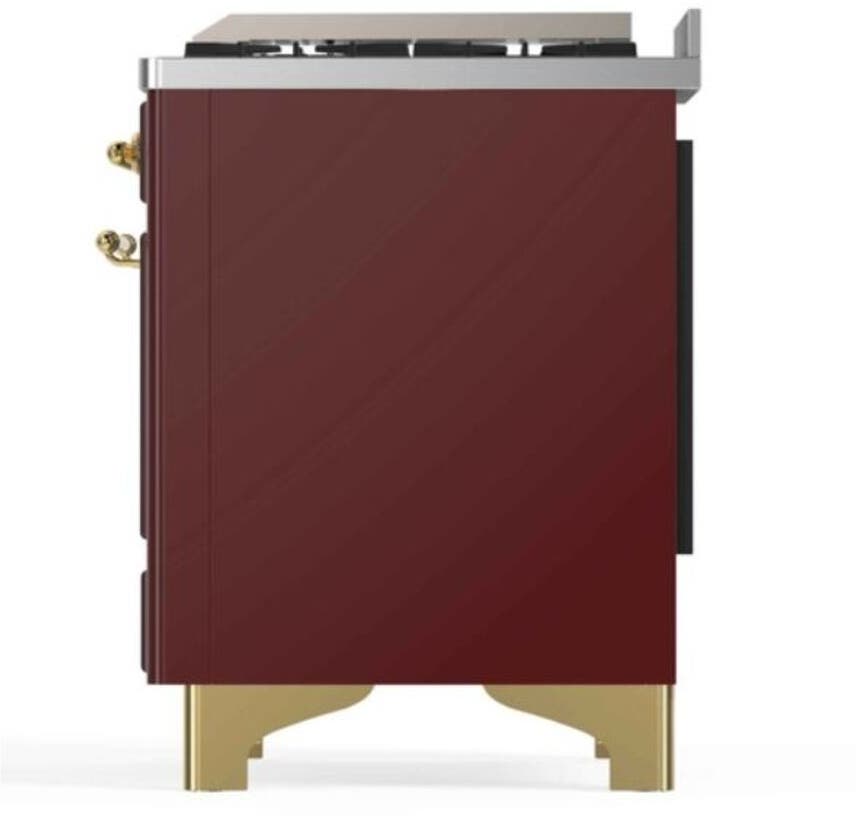 Ilve UM12FDNS3BUG Natural Gas In Burgundy W/ Brass Trim