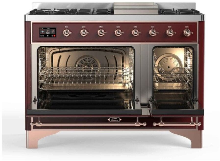 Ilve UM12FDNS3BUPLP Liquid Propane In Burgundy W/ Copper Trim