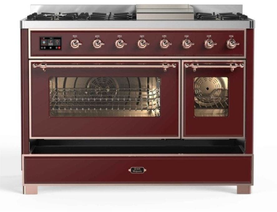 Ilve UM12FDNS3BUPLP Liquid Propane In Burgundy W/ Copper Trim