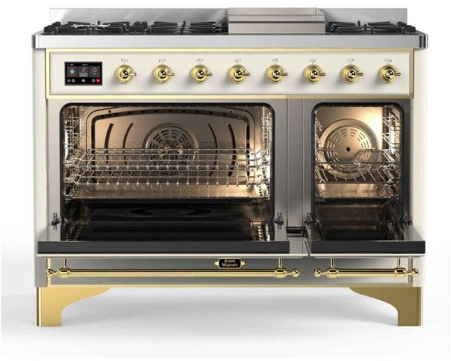 Ilve UM12FDNS3AWGLP Liquid Propane In Antique White W/ Brass Trim