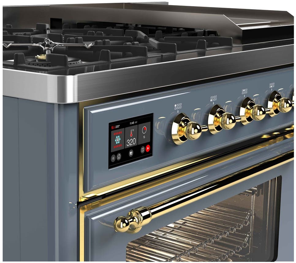 Ilve UM12FDNS3BGG Natural Gas In Blue Grey W/ Brass Trim