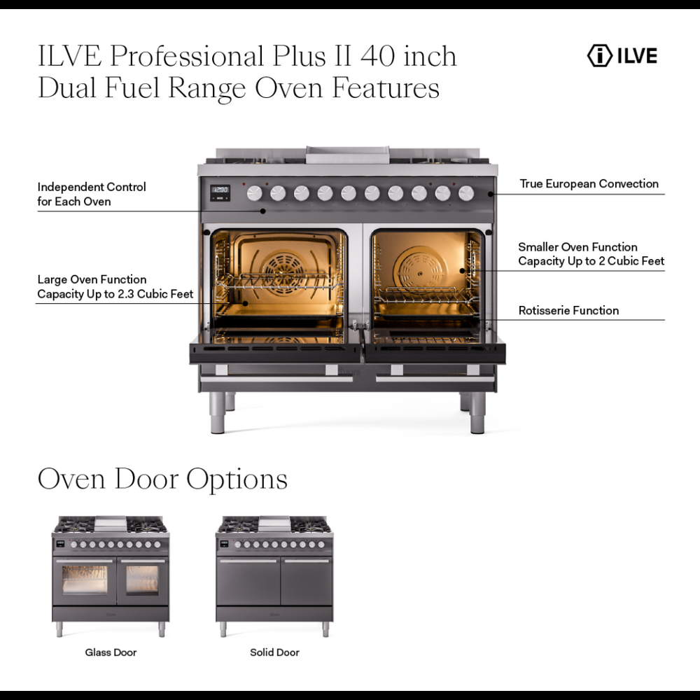 Ilve UPD40FQMPRA Ral Custom Color With Satin Knobs