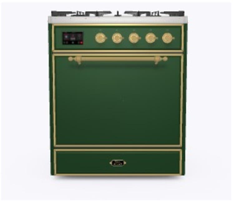 Ilve UM30DQNE3EGG Natural Gas In Emerald Green W/ Brass Trim