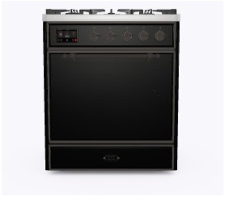 Ilve UM30DQNE3BKB Natural Gas In Glossy Black W/ Bronze Trim