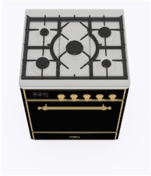 Ilve UM30DQNE3BKG Natural Gas In Glossy Black W/ Brass Trim