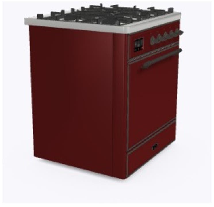 Ilve UM30DQNE3BUB Natural Gas In Burgundy W/ Bronze Trim