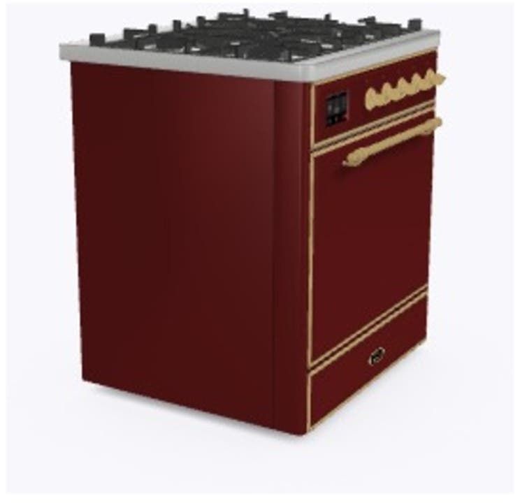 Ilve UM30DQNE3BUGLP Liquid Propane In Burgundy W/ Brass Trim