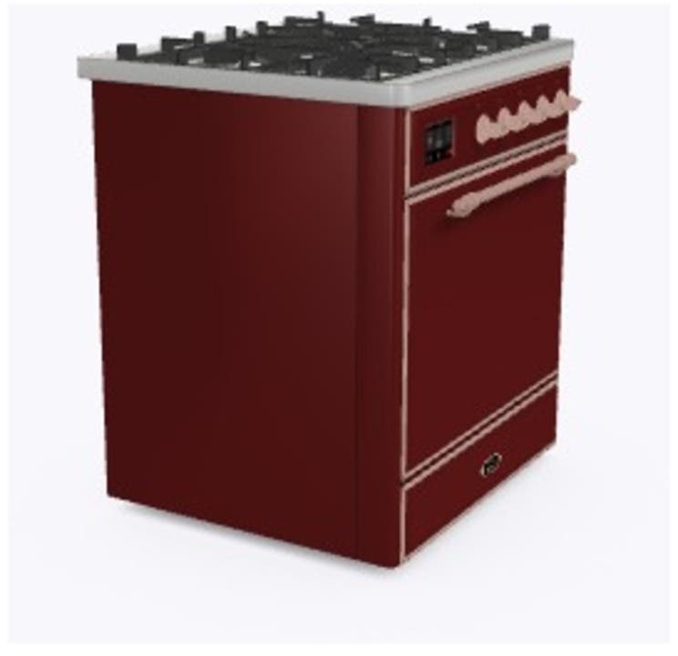 Ilve UM30DQNE3BUP Natural Gas In Burgundy W/ Copper Trim