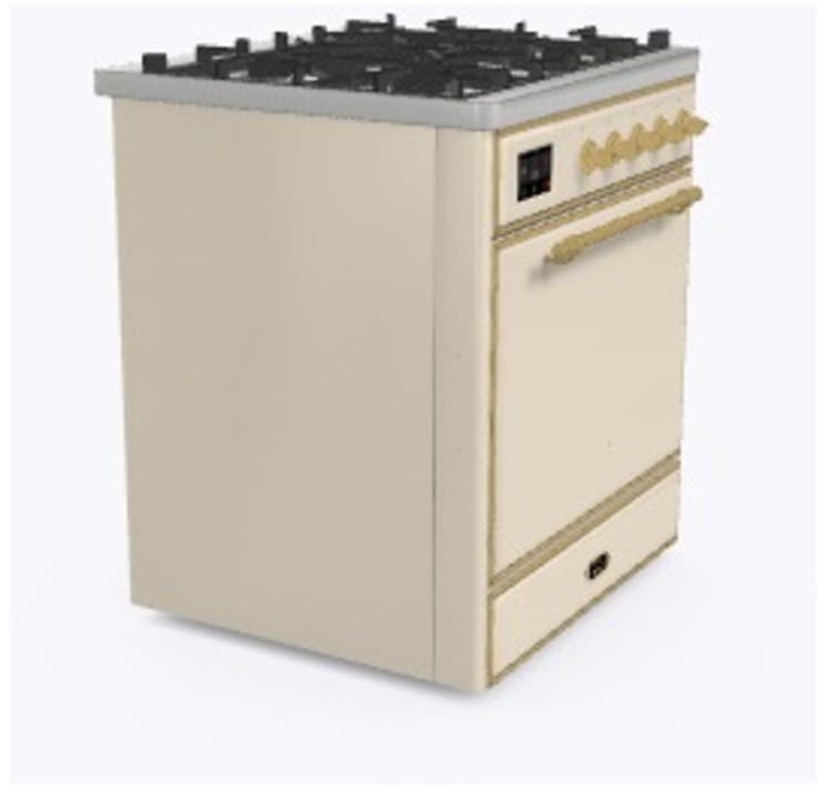 Ilve UM30DQNE3AWG Natural Gas In Antique White W/ Brass Trim