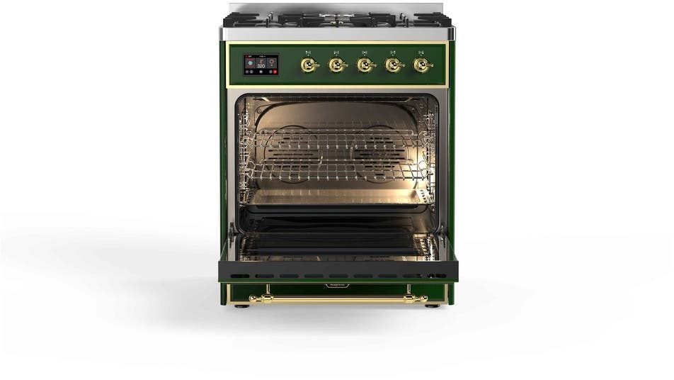 Ilve UM30DNE3EGG Natural Gas In Emerald Green W/ Brass Trim