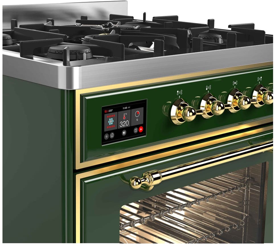 Ilve UM30DNE3EGG Natural Gas In Emerald Green W/ Brass Trim