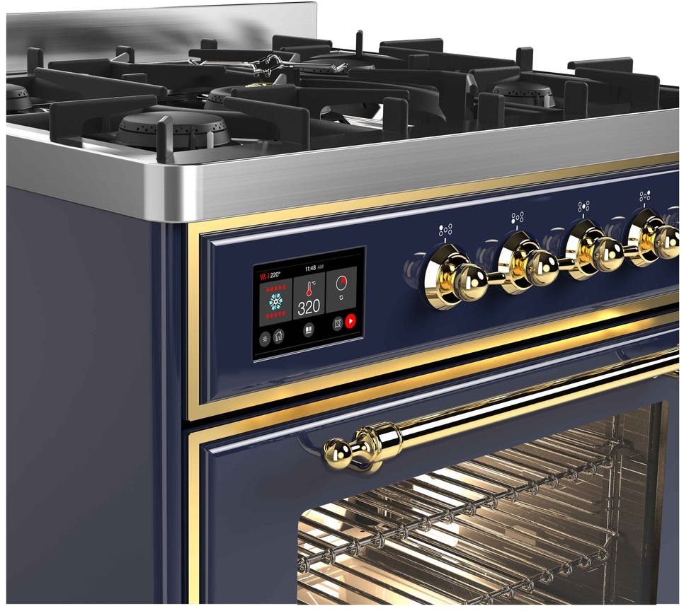 Ilve UM30DNE3MBG Natural Gas In Midnight Blue W/ Brass Trim
