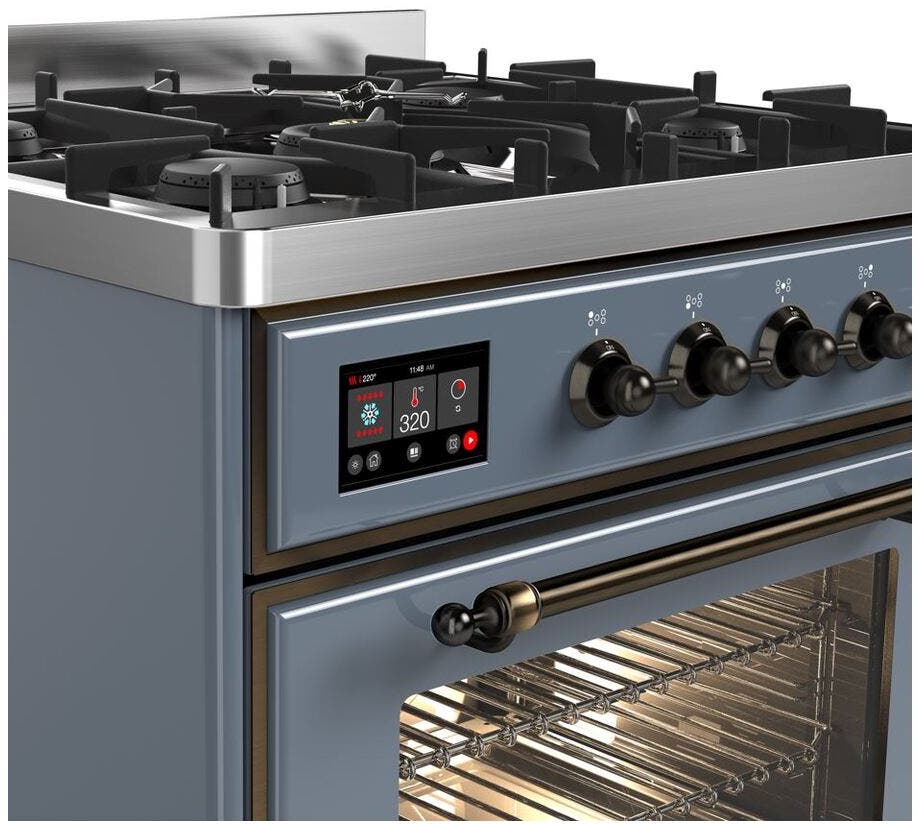 Ilve UM30DNE3BGB Natural Gas In Blue Grey W/ Bronze Trim