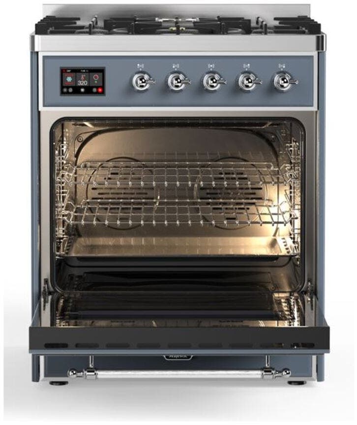 Ilve UM30DNE3BGC Natural Gas In Blue Grey W/ Chrome Trim