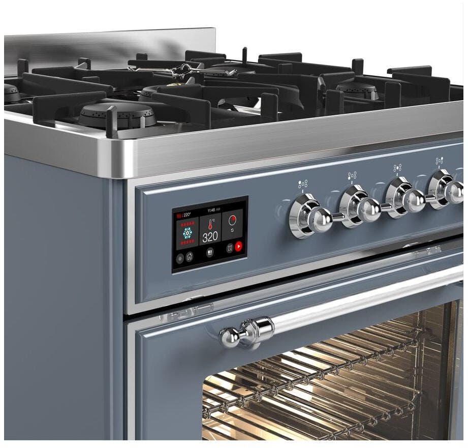 Ilve UM30DNE3BGC Natural Gas In Blue Grey W/ Chrome Trim