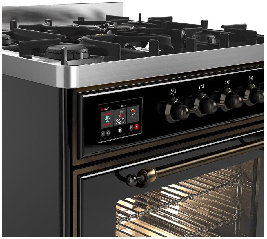 Ilve UM30DNE3BKB Natural Gas In Glossy Black W/ Bronze Trim