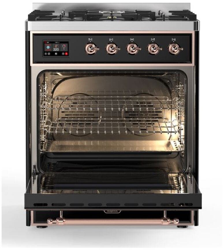 Ilve UM30DNE3BKP Natural Gas In Glossy Black W/ Copper Trim