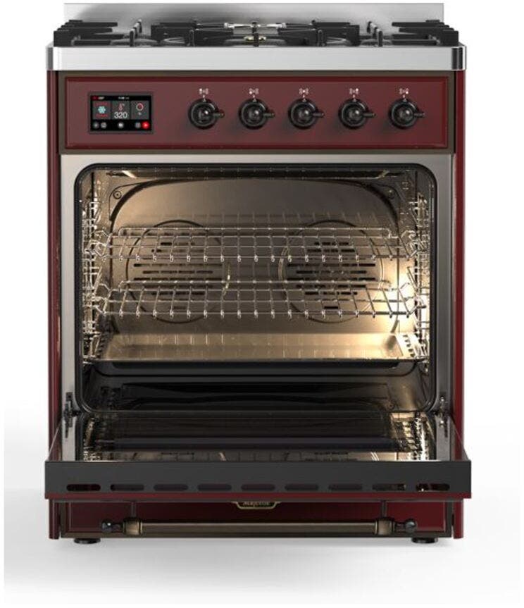Ilve UM30DNE3BUB Natural Gas In Burgundy W/ Bronze Trim