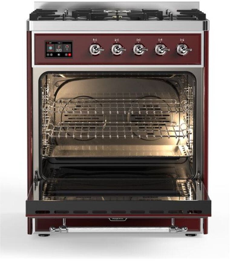 Ilve UM30DNE3BUC Natural Gas In Burgundy W/ Chrome Trim
