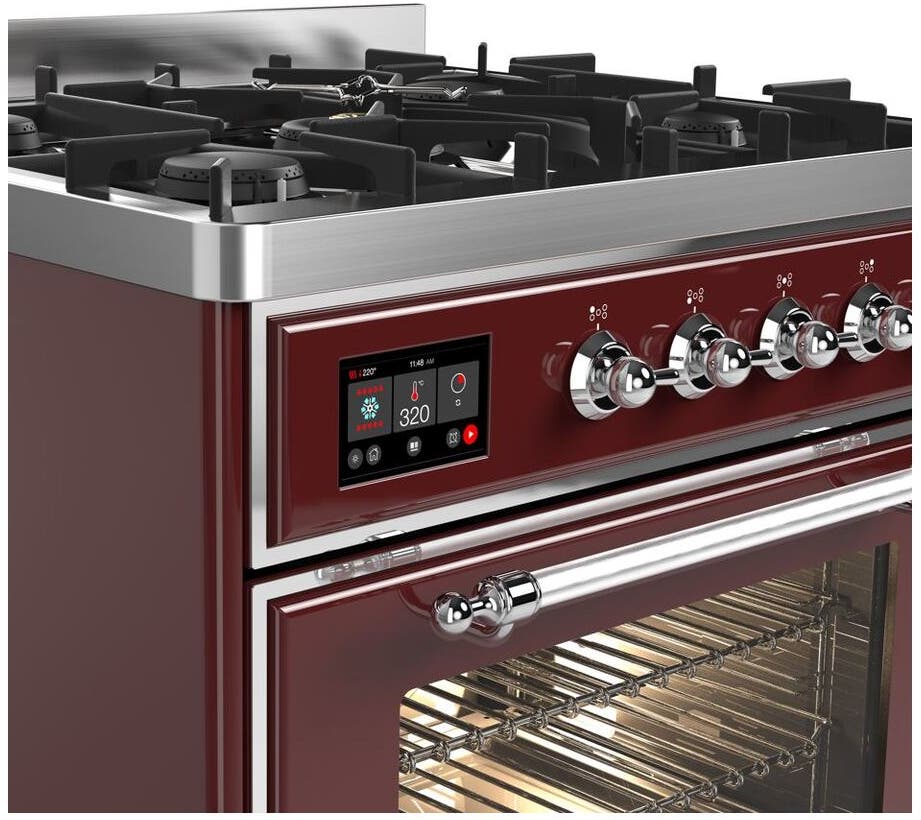 Ilve UM30DNE3BUC Natural Gas In Burgundy W/ Chrome Trim