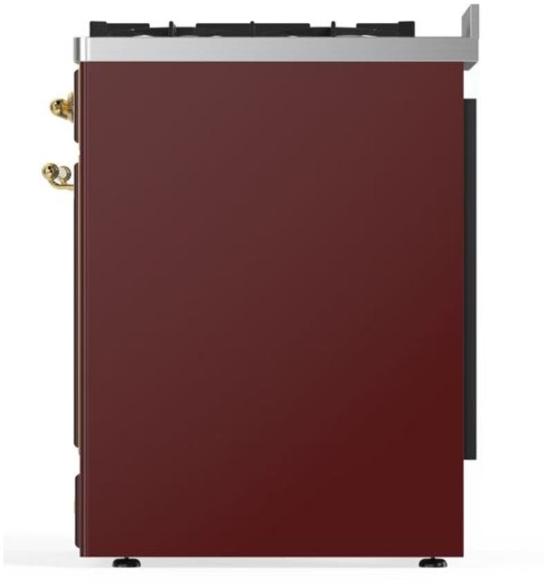 Ilve UM30DNE3BUG Natural Gas In Burgundy W/ Brass Trim
