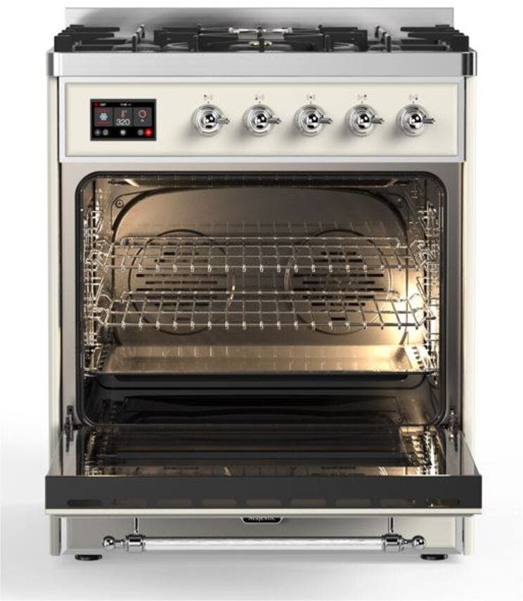 Ilve UM30DNE3AWC Natural Gas In Antique White W/ Chrome Trim